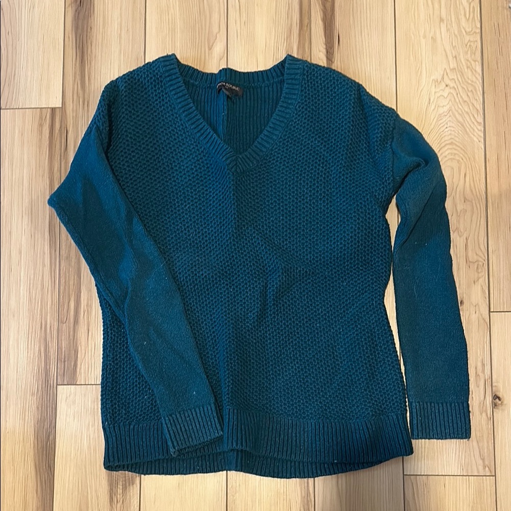 Green V-Neck Women's Sweater